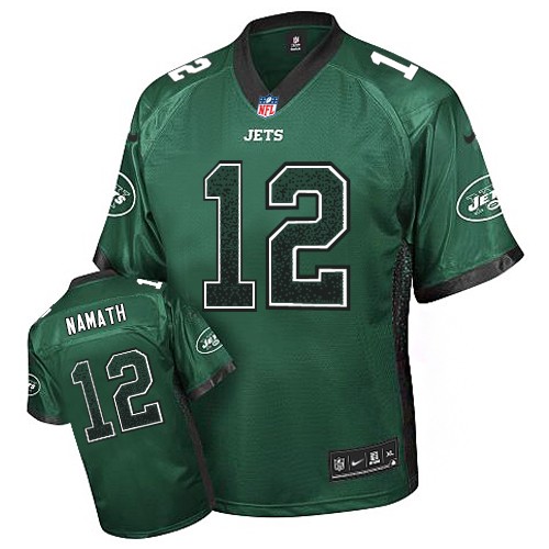 Men's Elite Joe Namath Nike Jersey Green - #12 Drift Fashion NFL New York Jets